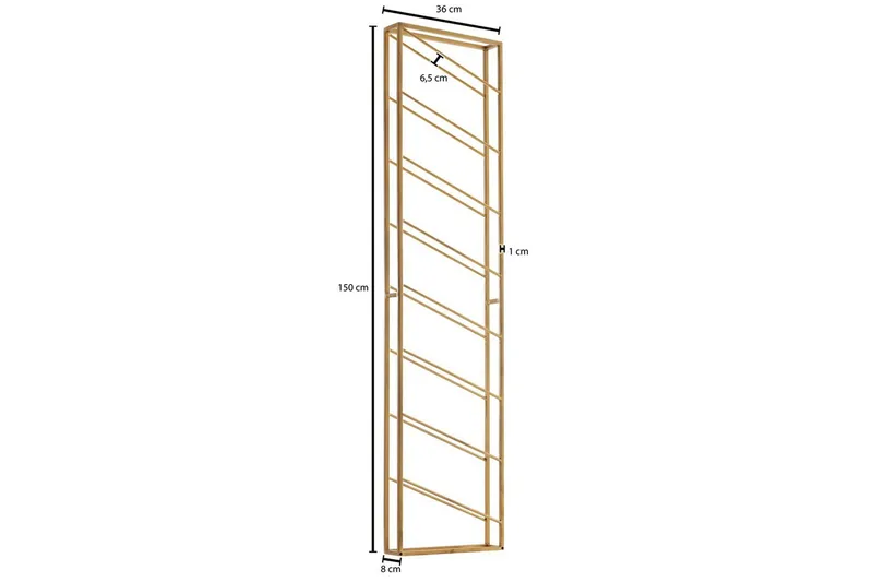 Vinstativ Wohnling veggmontert, plass til 8 flasker, pulverlakkert metall, industriell loftstil Gull - Gull - Oppbevaring - Hyller - Oppbevaringshylle - Vinstativ & vinhylle