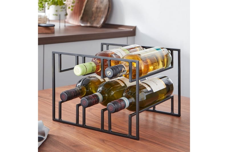 Vinstativ Wohnling Pulverlakkert metall plass til 6 flasker moderne - Husholdning - Servering & borddekking - Karaffel, mugge & kanne - Glassflaske