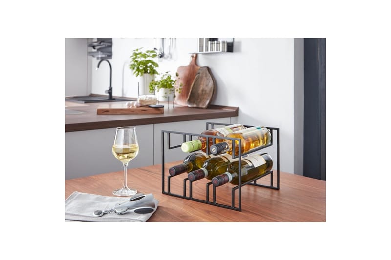 Vinstativ Wohnling Pulverlakkert metall plass til 6 flasker moderne - Husholdning - Servering & borddekking - Karaffel, mugge & kanne - Glassflaske