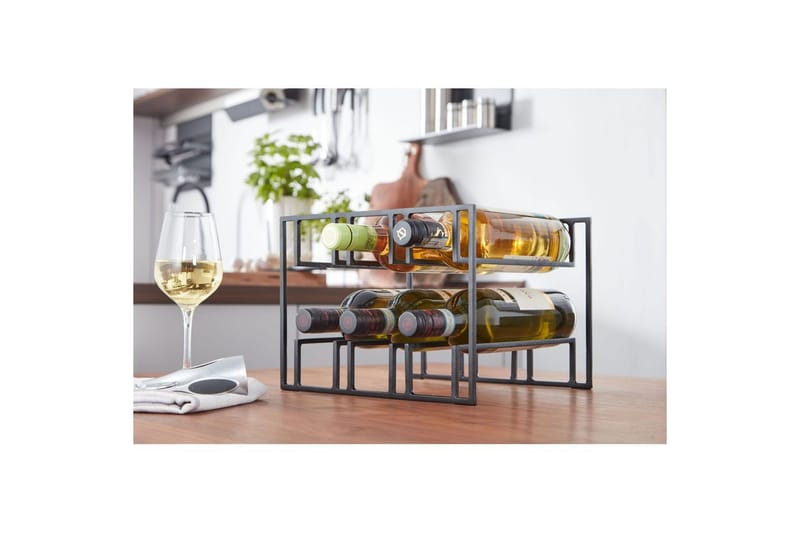 Vinstativ Wohnling Pulverlakkert metall plass til 6 flasker moderne - Husholdning - Servering & borddekking - Karaffel, mugge & kanne - Glassflaske