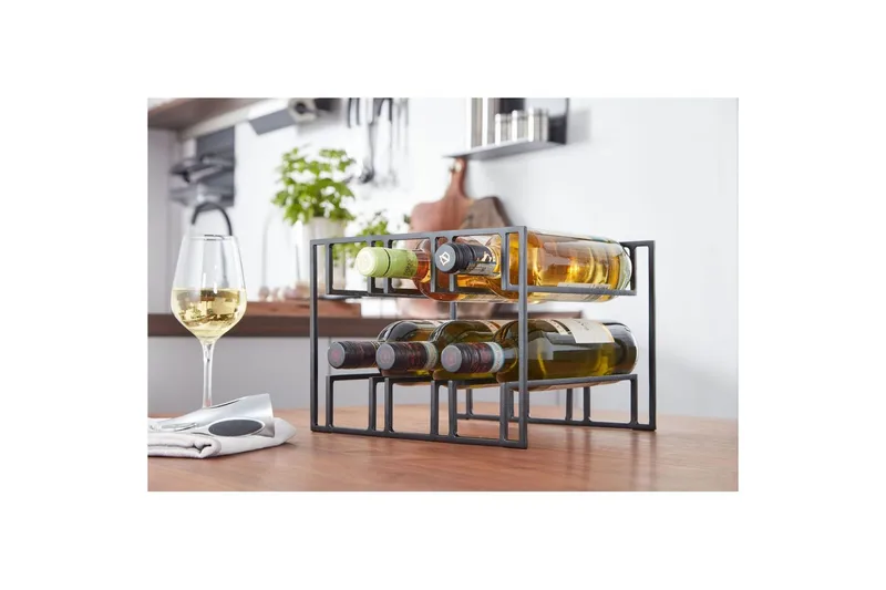 Vinstativ Wohnling Pulverlakkert metall plass til 6 flasker moderne - Oppbevaring - Hyller - Oppbevaringshylle - Vinstativ & vinhylle