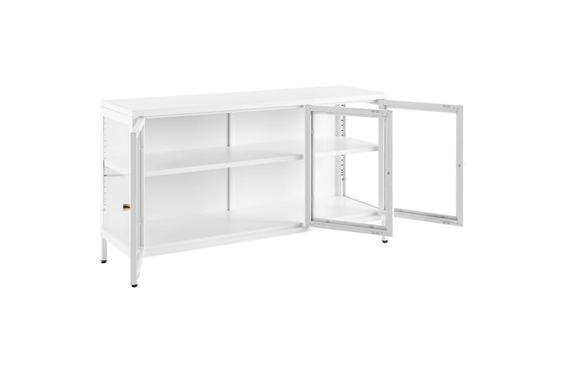 Vitrineskap med LED Newport Hvit - Hvit - Husholdning - Servering & borddekking - Karaffel, mugge & kanne - Glassflaske