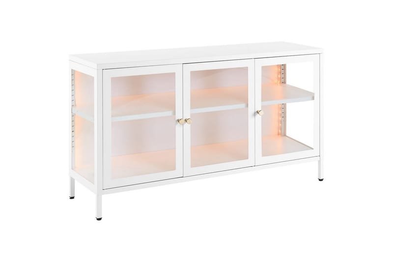 Vitrineskap med LED Newport Hvit - Hvit - Husholdning - Servering & borddekking - Karaffel, mugge & kanne - Glassflaske