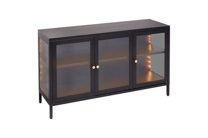 Vitrineskap med LED Newport Svart - Svart - Husholdning - Servering & borddekking - Karaffel, mugge & kanne - Glassflaske