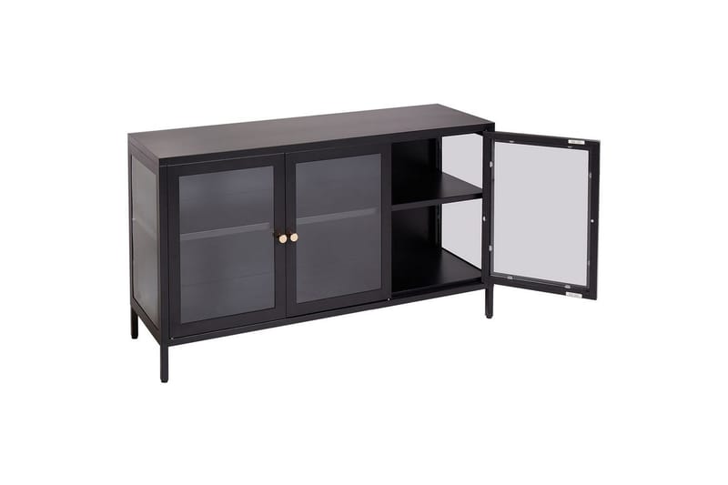 Vitrineskap med LED Newport Svart - Svart - Husholdning - Servering & borddekking - Karaffel, mugge & kanne - Glassflaske