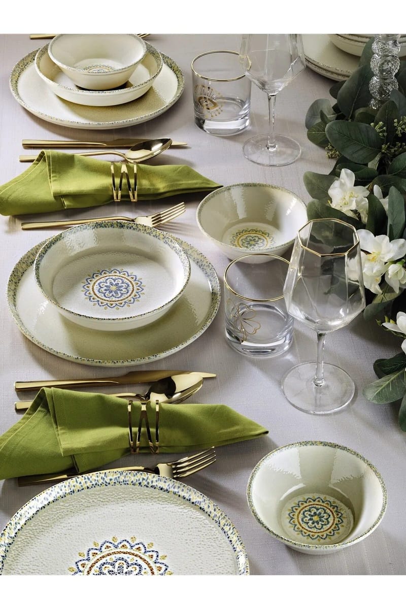 Middagsservise (12 deler) Hermia Feast grå / hvit - Husholdning - Servering & borddekking - Tallerkener