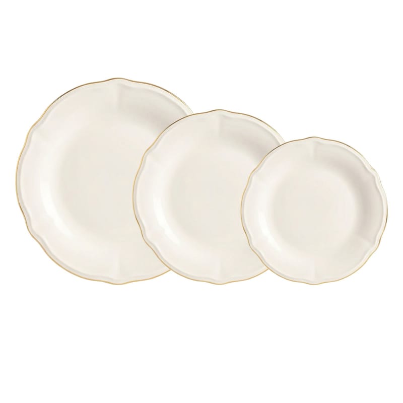 Middagsservise (18 deler) Opviq Altin File Fulya 18 (30 x 32 x 31 cm) Hvit Gull - Hvit/gull - Husholdning - Servering & borddekking - Porselen