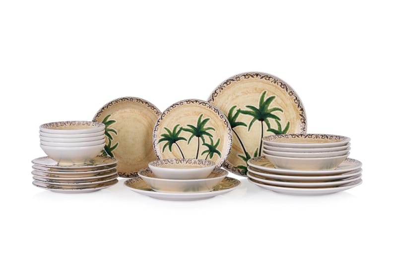 Middagsservise (24 deler) Opviq Coastal (32 x 32 x 29 cm) Flerfarget - Flerfarget - Husholdning - Servering & borddekking - Tallerkener