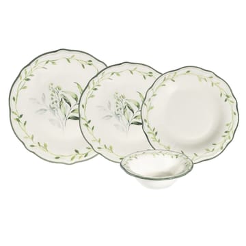 Middagsservise (24 deler) Opviq Olivessa Fulya 24 (32 x 36 x 41 cm) Hvit Grønn - Hvit og grønn - Husholdning - Servering & borddekking - Porselen