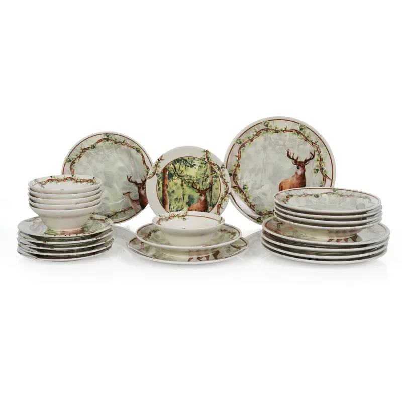 Middagsservise (24 deler) Opviq Wild (32 x 32 x 29 cm) Flerfarget - Flerfarget - Husholdning - Servering & borddekking - Tallerkener