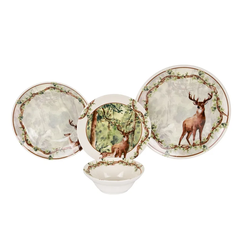 Middagsservise (24 deler) Opviq Wild (32 x 32 x 29 cm) Flerfarget, Flerfarget