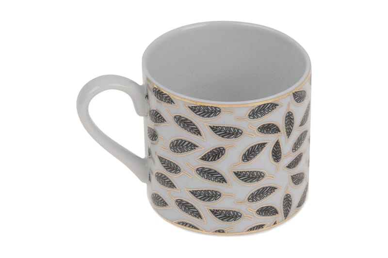 Adine Kaffeservise 12 Deler Porselen - Hvit/Svart - Kaffekopp & kaffekrus - Porselen - Mugger & kopper