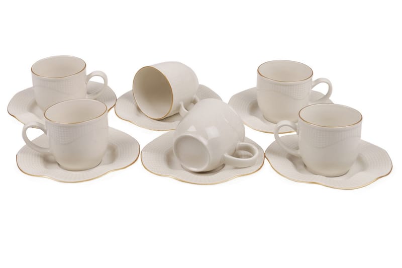 Adine Kaffeservise 12 Deler Porselen - Creme/Gull - Kaffekopp & kaffekrus - Mugger & kopper - Porselen
