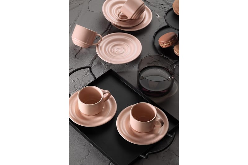 Kaffeservise 12-pk - Rosa - Kaffekopp & kaffekrus - Porselen - Mugger & kopper