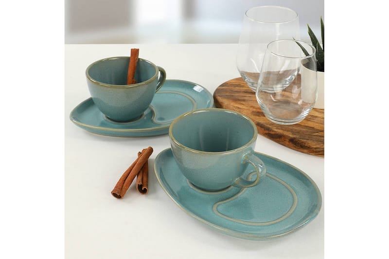 Kaffeservise 4-pk - Turkis - Husholdning - Servering & borddekking - Mugger & kopper - Kaffekopp & kaffekrus