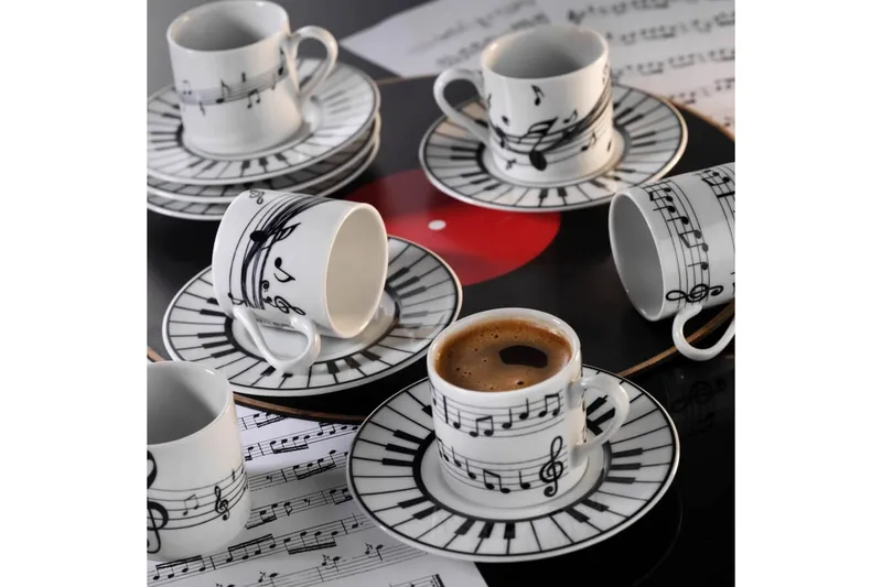 Masahiko Kaffekopp 12-deler, Hvit/Svart
