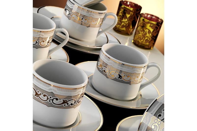 Adine Kaffekoppsett 12 Deler - Porselen/Hvit - Kaffekopp & kaffekrus - Mugger & kopper - Porselen