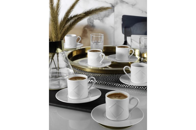 Adine Kaffekoppsett 12 Deler - Porselen/Hvit - Husholdning - Servering & borddekking - Porselen