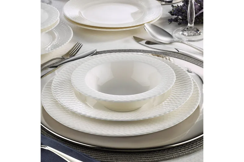 Adine Middagsservice 24 Deler Porselen - Hvit - Husholdning - Servering & borddekking - Porselen