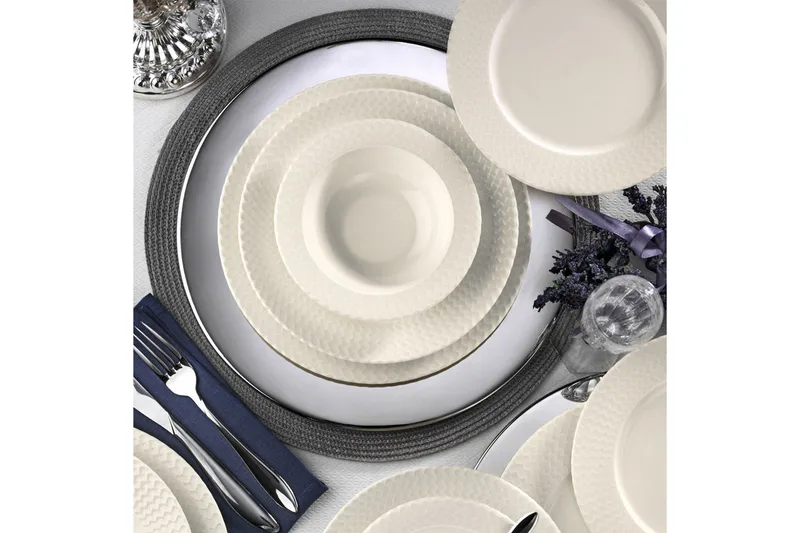 Adine Middagsservice 24 Deler Porselen - Hvit - Husholdning - Servering & borddekking - Porselen