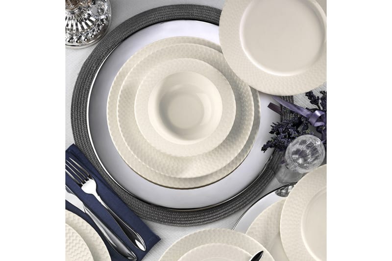 Adine Middagsservice 24 Deler Porselen - Hvit - Husholdning - Servering & borddekking - Porselen