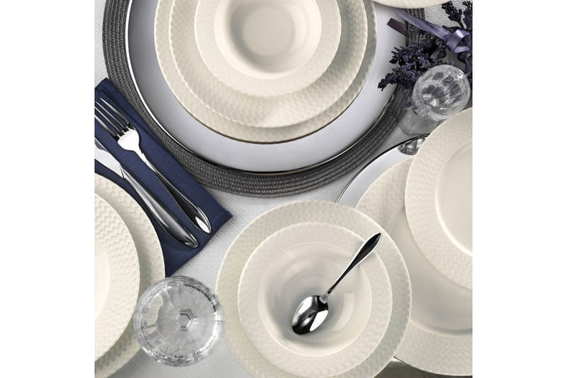 Adine Middagsservice 24 Deler Porselen - Hvit - Husholdning - Servering & borddekking - Porselen