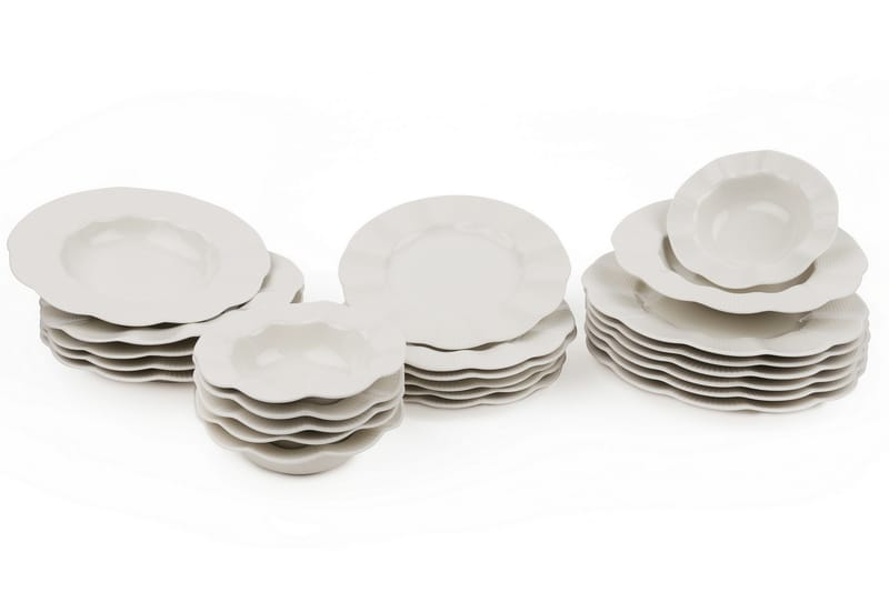 Adine Middagsservise 24 Deler Porselen - Creme - Husholdning - Servering & borddekking - Porselen