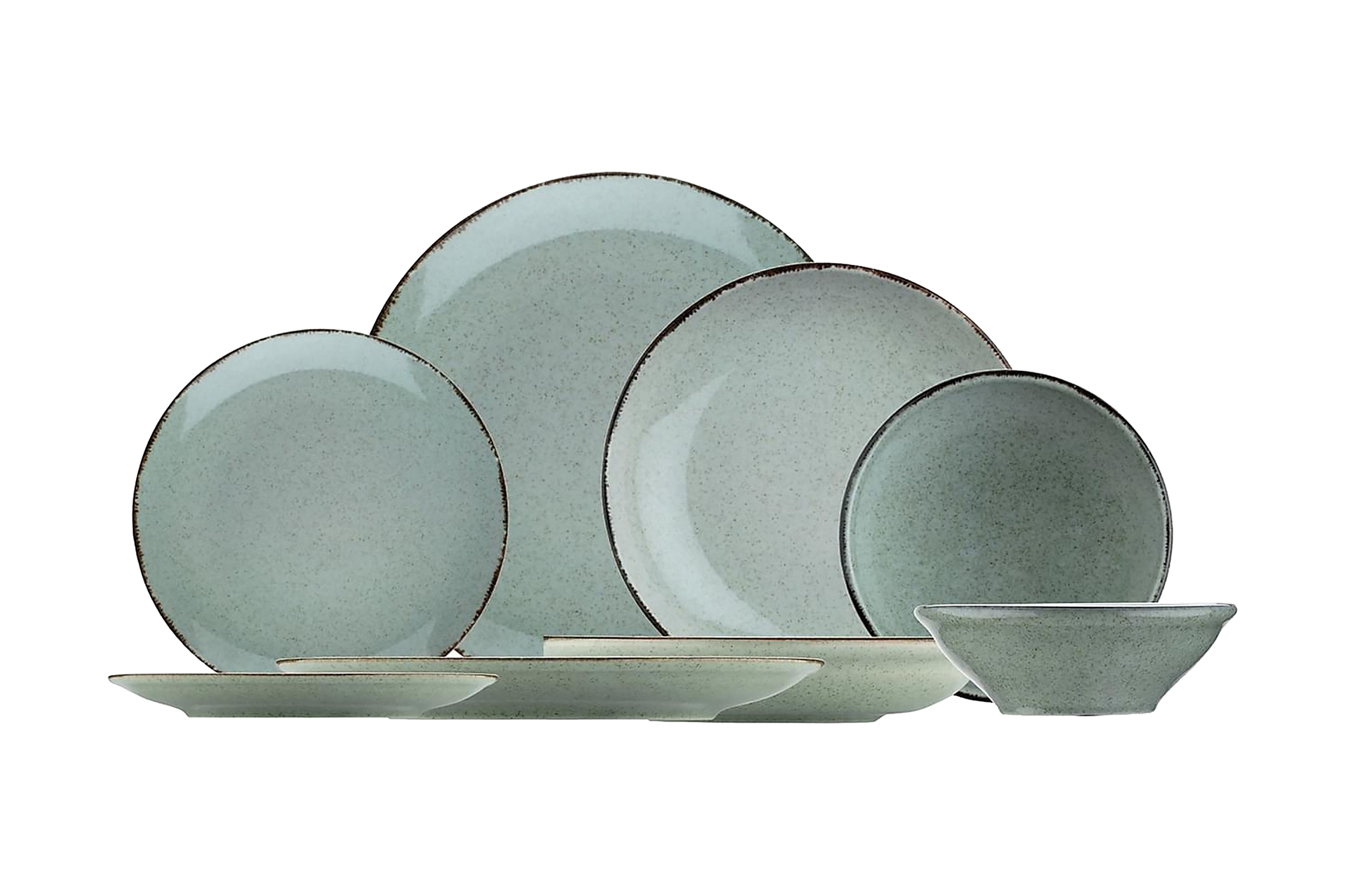 Adine Tallerkensett 24 Deler - Porselen/Grønn