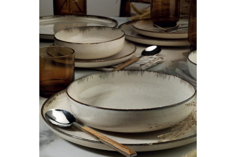 Adine Tallerkensett 24 Deler - Porselen/Brun - Husholdning - Servering & borddekking - Porselen