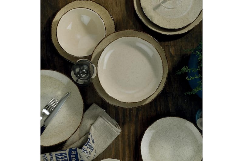 Adine Tallerkensett 24 Deler - Porselen/Brun - Husholdning - Servering & borddekking - Porselen