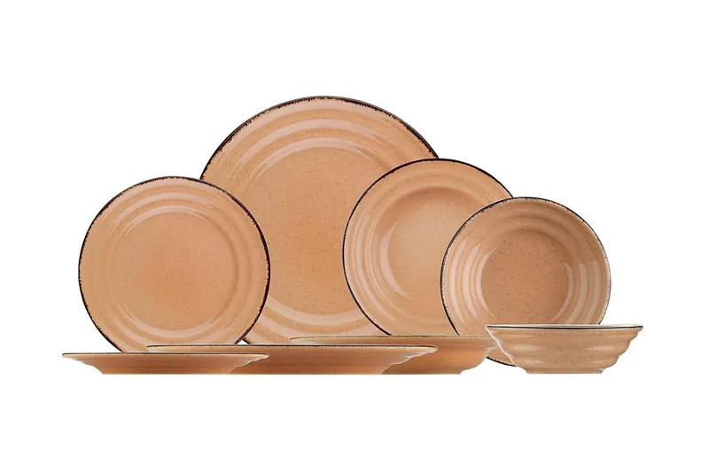 Adine Tallerkensett 24 Deler, Porselen/Lyserosa