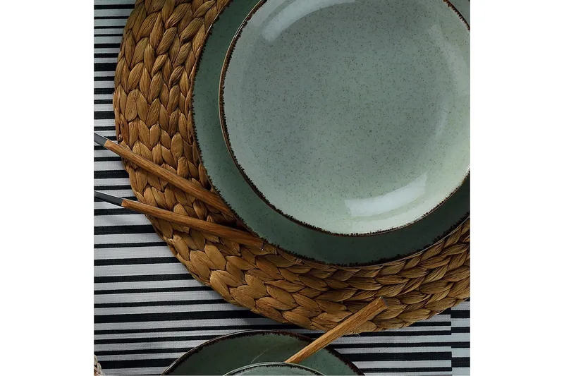 Adine Tallerkensett 24 Deler - Porselen/Grønn - Husholdning - Servering & borddekking - Porselen