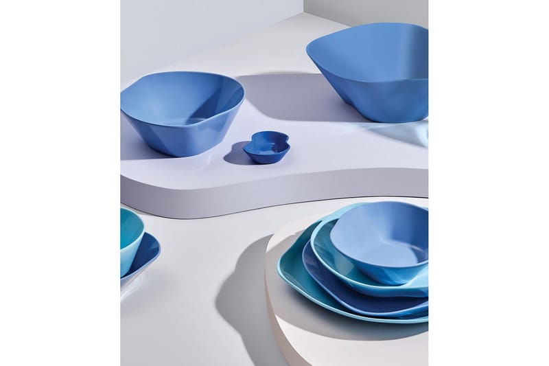Skålsett 2-pk - Blå - Dype tallerkener - Porselen - Tallerkener