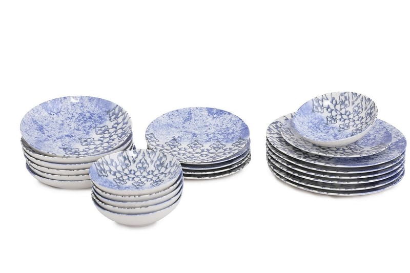 Subatan Tallerkensett 24 deler - Porselen / Blå - Servise & tallerkensett - Porselen