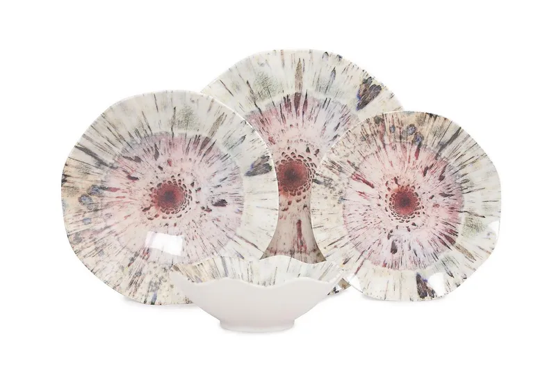 Subatan Tallerkensett 24 Deler, Porselen/Flerfarget