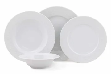 Adine Middagsservise 24 Deler Porselen - Hvit - Husholdning - Servering & borddekking - Tallerkener