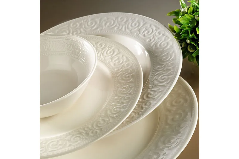 Adine Middagsservise 24 Deler Porselen - Hvit - Husholdning - Servering & borddekking - Tallerkener