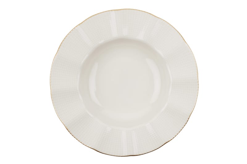 Adine Middagsservise 24 Deler Porselen - Creme/Gull - Husholdning - Servering & borddekking - Tallerkener