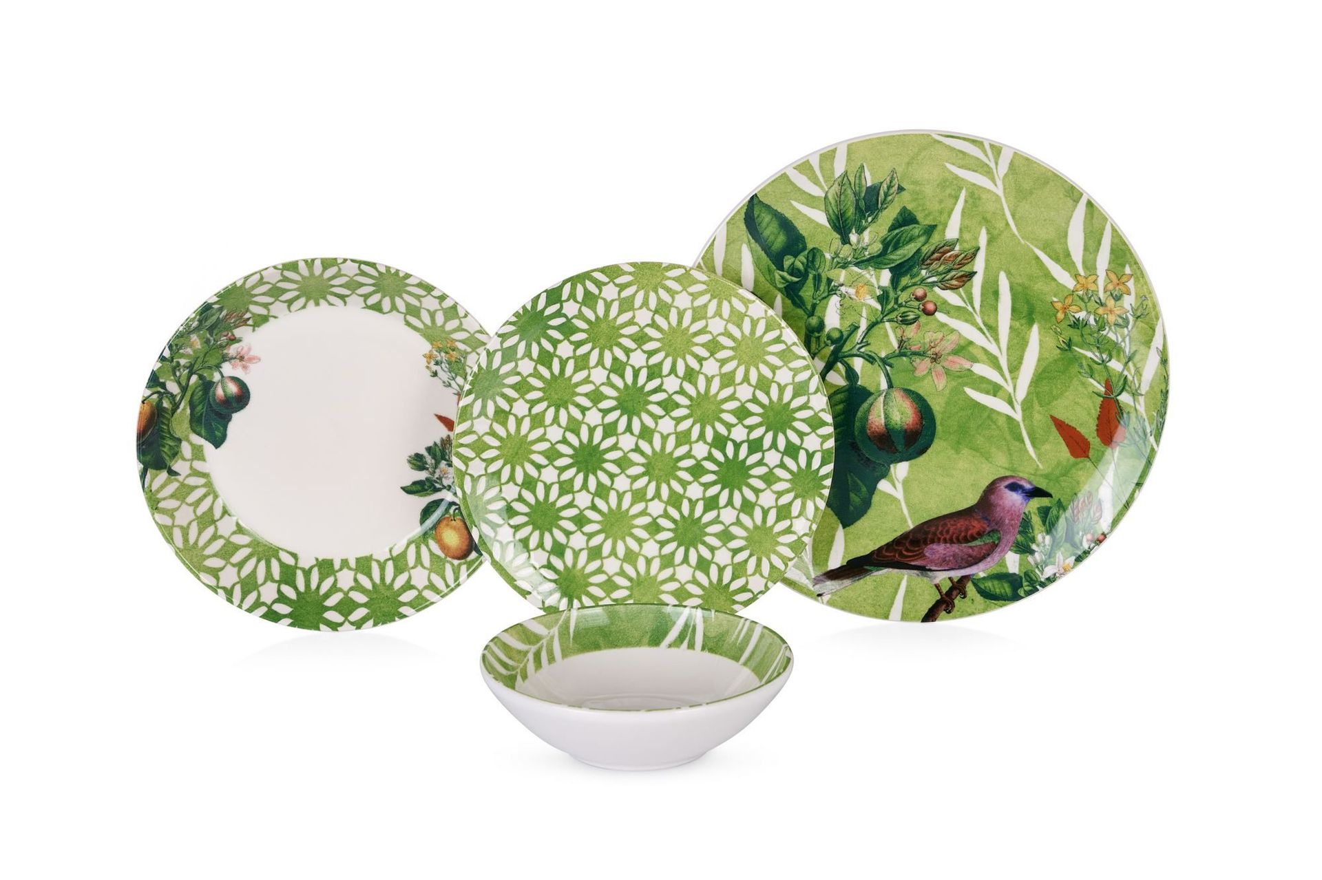 Middagsservise (24 deler) Opviq Birdy (32 x 32 x 29 cm) Grønn - Grønn