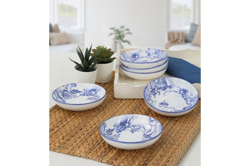 Kausal Dyp Tallerken, Hvit/Blå