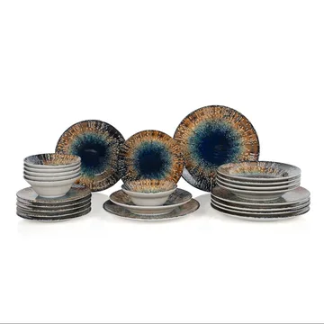Middagsservise (24 deler) Opviq Bend (32 x 32 x 29 cm) flerfarget - Flerfarget - Husholdning - Servering & borddekking - Tallerkener