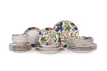 Middagsservise (24 deler) Opviq Berries (32 x 32 x 29 cm) flerfarget - Flerfarget - Husholdning - Servering & borddekking - Tallerkener