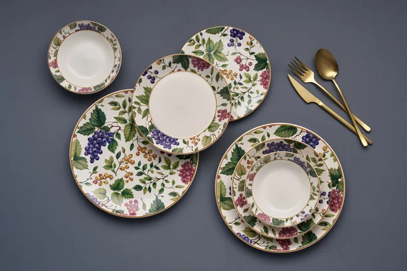 Middagsservise (24 deler) Opviq Berries (32 x 32 x 29 cm) flerfarget - Flerfarget - Husholdning - Servering & borddekking - Tallerkener