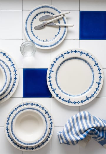 Middagsservise (24 deler) Opviq Blue Orbit Bonsai 24 (32 x 36 x 41 cm) Hvit blå - Hvit og blå - Husholdning - Servering & borddekking - Tallerkener