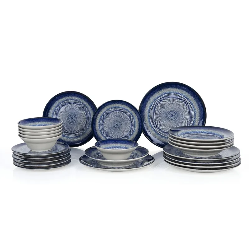 Middagsservise (24 deler) Opviq Circular (32 x 32 x 29 cm) Flerfarget - Flerfarget - Husholdning - Servering & borddekking - Tallerkener