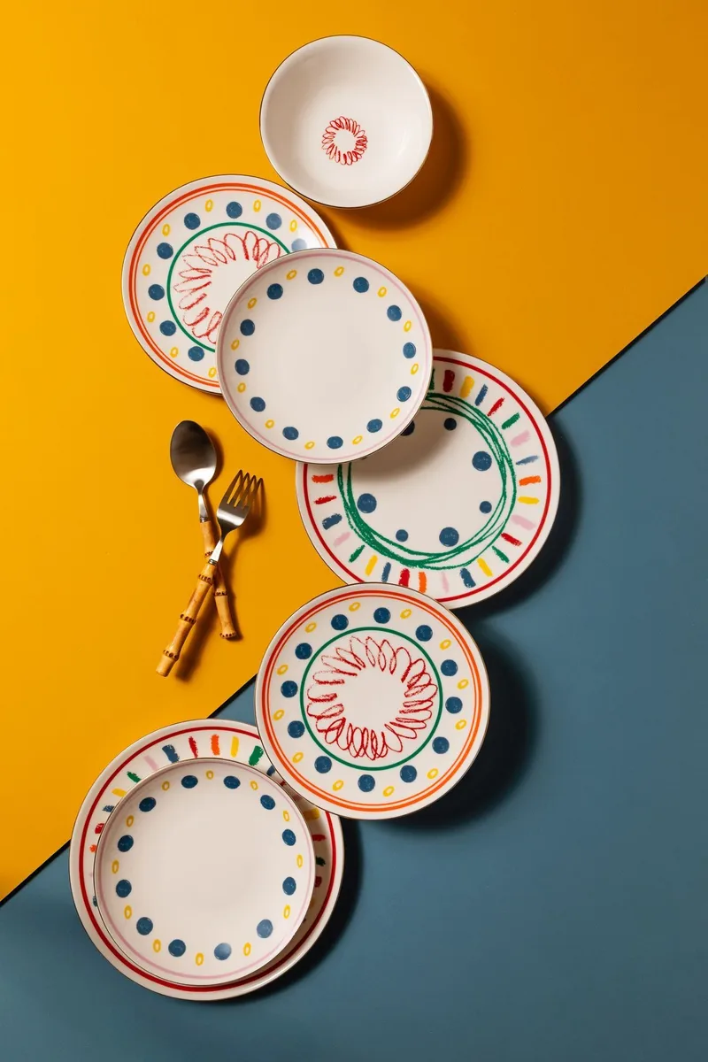 Middagsservise (24 deler) Opviq Color Rush Chic 24 (32 x 36 x 41 cm) Flerfarget - Flerfarget - Husholdning - Servering & borddekking - Tallerkener