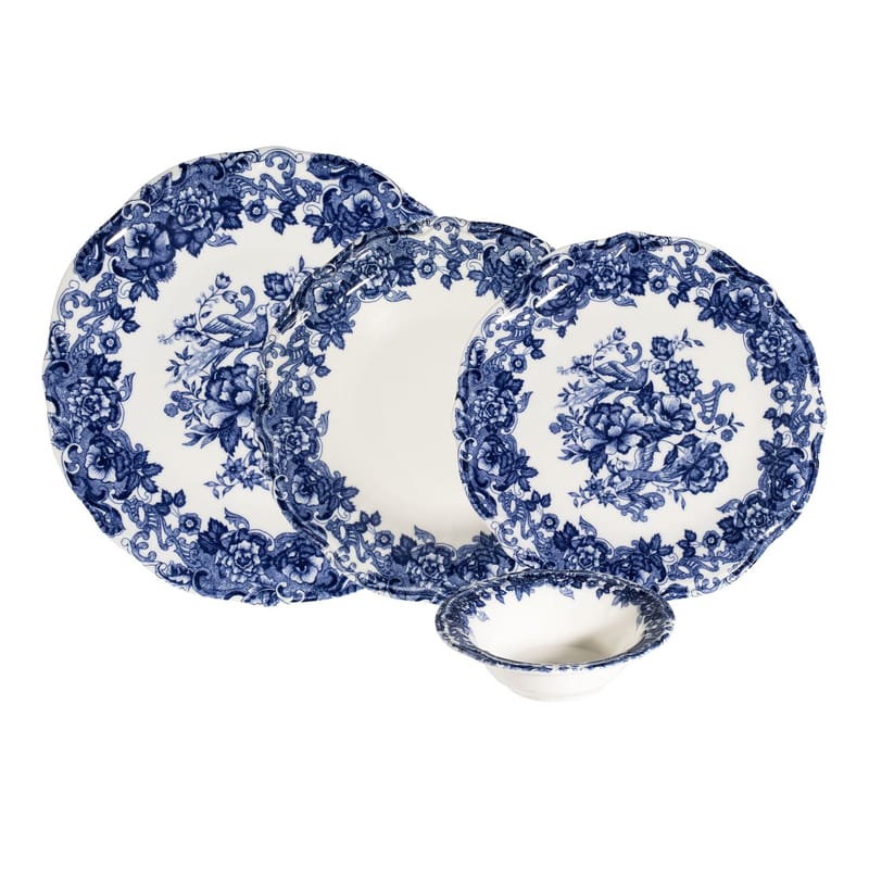 Middagsservise (24 deler) Opviq Emerala Blue Fulya 24 (32 x 36 x 41 cm) Hvit Blå - Hvit og blå - Husholdning - Servering & borddekking - Tallerkener