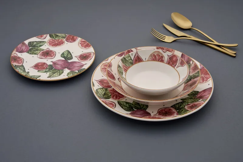 Middagsservise (24 deler) Opviq Figs (32 x 32 x 29 cm) flerfarget - Flerfarget - Husholdning - Servering & borddekking - Tallerkener