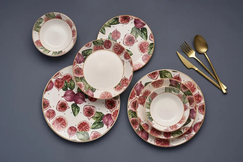Middagsservise (24 deler) Opviq Figs (32 x 32 x 29 cm) flerfarget - Flerfarget - Husholdning - Servering & borddekking - Tallerkener