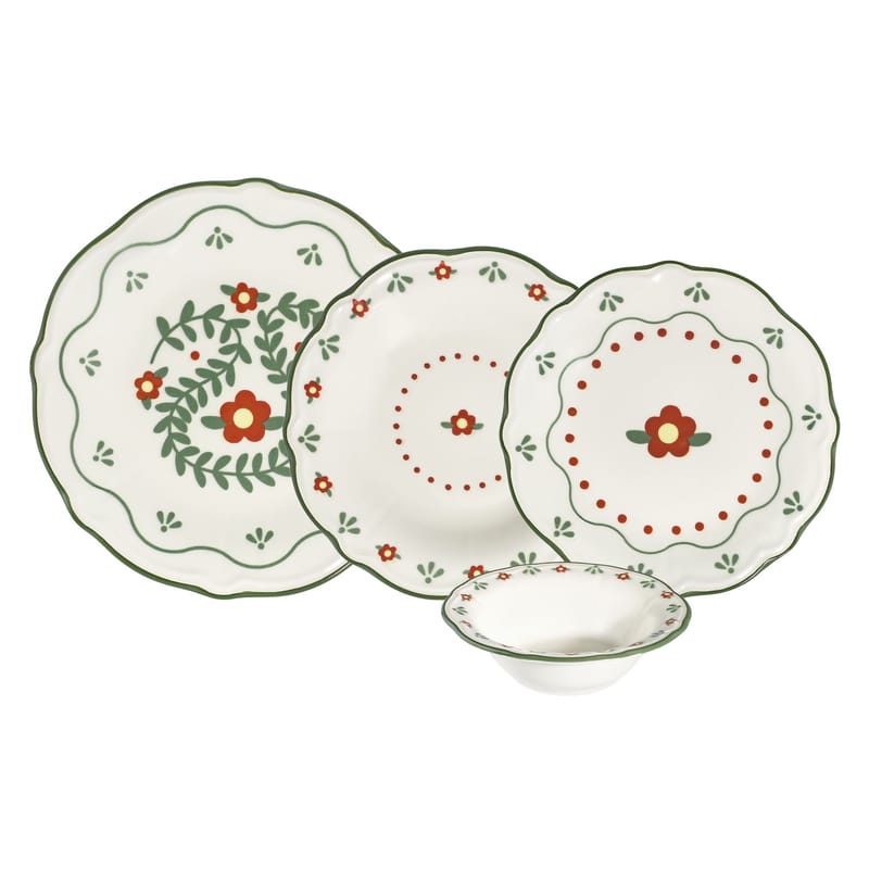 Middagsservise (24 deler) Opviq Marcelin Fulya 24 (32 x 36 x 41 cm) Flerfarget - Flerfarget - Husholdning - Servering & borddekking - Tallerkener
